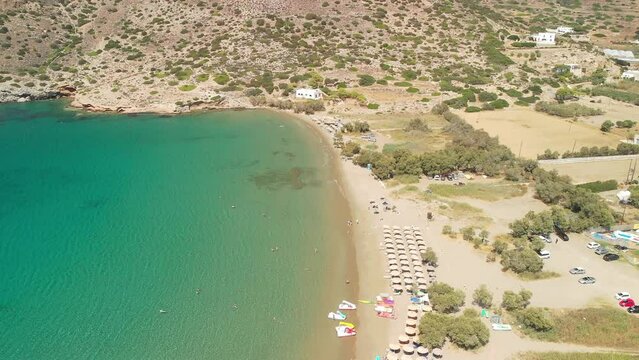 The sandy beach Galissas in Syros island, Greece