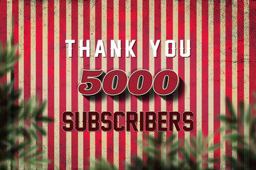 5000 subscribers celebration greeting banner with Retro 3 Design