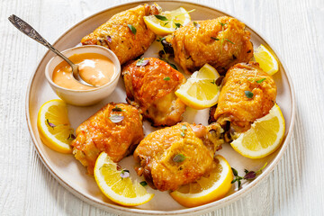 roast chicken thighs with lemon, thyme and spices