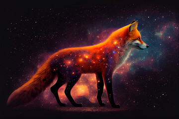 space fox abstraction. Generative AI - obrazy, fototapety, plakaty