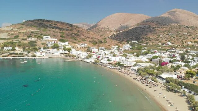 The sandy beach Kini in Syros island, Greece