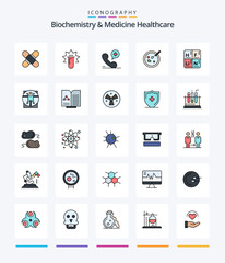 Creative Biochemistry And Medicine Healthcare 25 Line FIlled icon pack  Such As medical. dish. medical . petri. medical