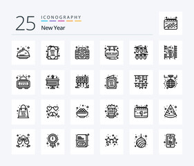 Fototapeta na wymiar New Year 25 Line icon pack including christmas. party time. music. happy. card