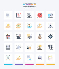 Creative New Business 25 Flat icon pack  Such As arrow. financial. economics. cash. aim