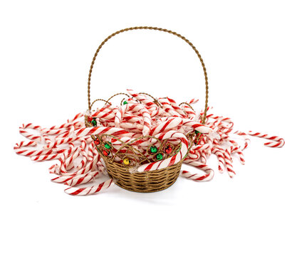 Basket Of Candy Canes, Christmas, Treats