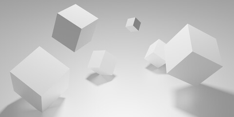 Abstract 3D render. White cubes. Modern background design with geometric shapes.