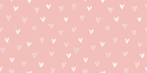 Hand drawn hearts background. Seamless pattern for Valentine's Day. Vector illustration.