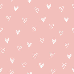 Fototapeta Hand drawn hearts background. Seamless pattern for Valentine's Day. Vector illustration. obraz