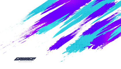Abstract and Colorful Brush Background with Halftone Effect. Grunge Background. Brush Stroke Illustration for Banner, Poster, or Sports Background. Scratch and Texture Elements For Design