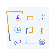 Group of office icons, vector concept of internet communications, workflow, doodle