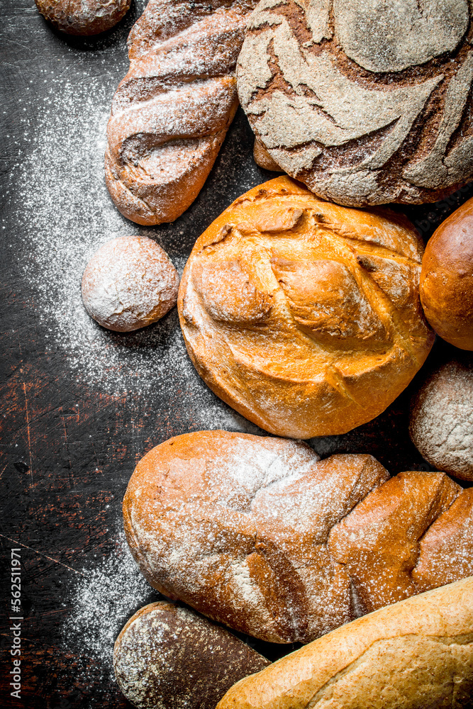 Wall mural Assortment of different types of bread.