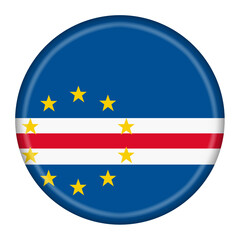 Cape Verde button flag white blue yellow 3d illustration