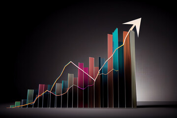 Fototapeta na wymiar Business graph with arrow on top showing progress