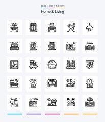 Creative Home And Living 25 OutLine icon pack  Such As light. living. table. home. iron