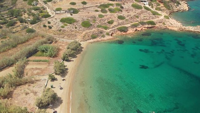 The sandy beach Lotos in Syros island, Greece