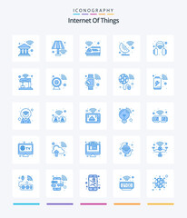 Creative Internet Of Things 25 Blue icon pack  Such As smart. science. internet. satellite dish. transport