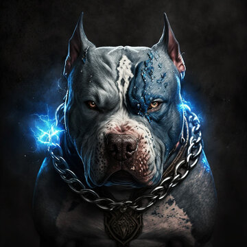 portrait of a black dog, portrait of an bulldog, portrait of a dog,dog on a black background, boxer dog, dog with a chain, art, installation, angry dog, boxer dog, strong dog
