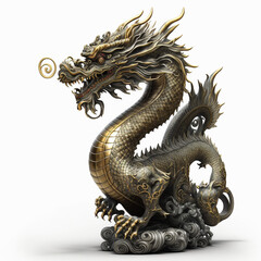 Obraz premium chinese dragon statue isolated, dragon statue, chinese dragon statue, chinese dragon statue on white background ,