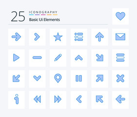 Basic Ui Elements 25 Blue Color icon pack including up. arrow. bookmark. write. task