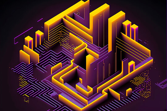 abstract background with neon lights simetrical