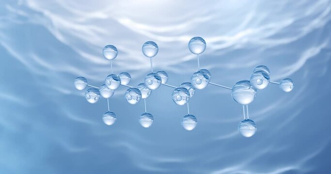 Perfluorohexanesulfonic acid molecule, rotating 3D model of PFHxS, C6HF13O3S under a microscope, looped video
