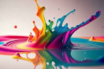 Color Ink in Water Isolated, Rainbow Paint Splash, Smoke Texture Background, Generative Ai Illustration