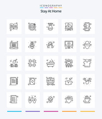 Creative Stay At Home 25 OutLine icon pack  Such As art. drawing. decoration. art. home - obrazy, fototapety, plakaty