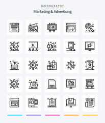 Creative Marketing And Advertising 25 OutLine icon pack  Such As banner. advertising. news. publicity. marketing