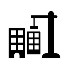 Build, building, construction icon. Black vector graphics.