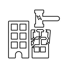 Build, construction, harmer outline icon. 