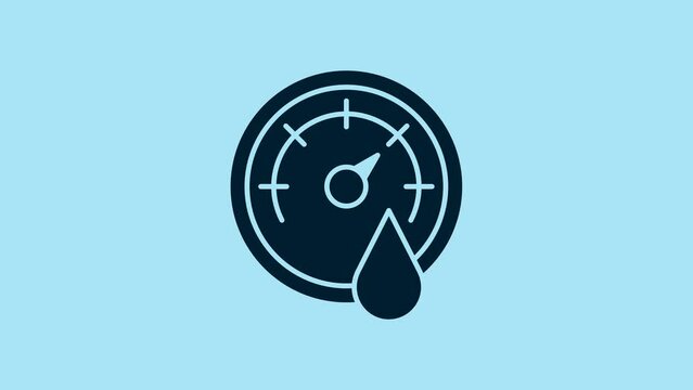 Blue Sauna thermometer icon isolated on blue background. Sauna and bath equipment. 4K Video motion graphic animation