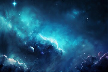 Blue watercolor space background