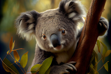 Fototapeta premium Portrait von einem Koala im Baum - Generative Ai