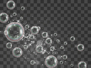 	
Air soap bubbles on a transparent background .Vector illustration of bulbs.
