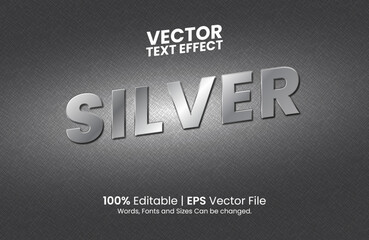 Editable Silver Metallic Vector Text Effect 