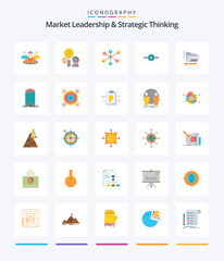 Creative Market Leadership And Strategic Thinking 25 Flat icon pack  Such As pertinent. idea. . business. group