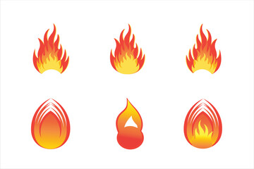 set of fire flames vector