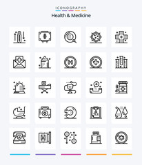 Creative Health & Medicine 25 OutLine icon pack  Such As disease. baby. health. medicine. health