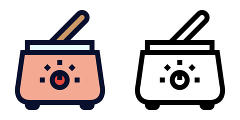 Hair Removal Wax Warmer Pot. Color and Line Icons