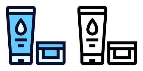 Cosmetic Creams. Color and Line Icons