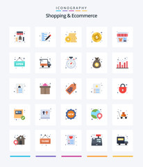 Creative Shopping & Ecommerce 25 Flat icon pack  Such As open. shopping. coin. shop. payment