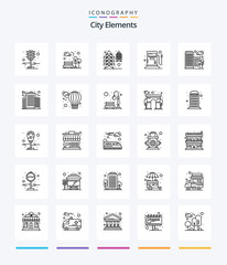 Creative City Elements 25 OutLine icon pack  Such As house. building. electricity. station. fuel