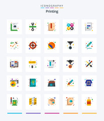 Creative Printing 25 Flat icon pack  Such As news. color. scale. cmyk. print