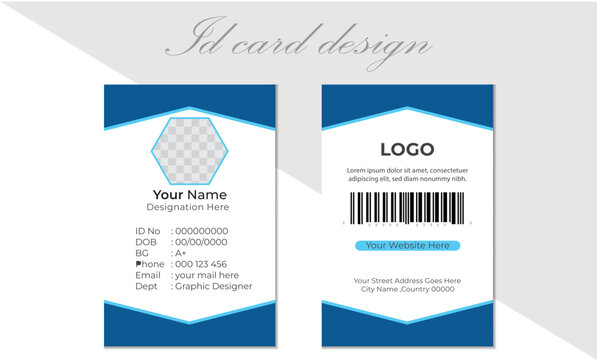 Modern ID Card Template, Office Id Card Layout, modern layout design, corporate id card template with photo place, Employee Id Card for Your Business or Company, Professional Identity Card