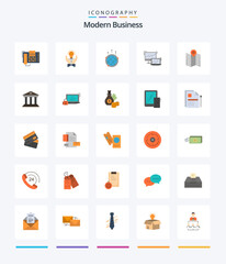 Creative Modern Business 25 Flat icon pack  Such As computer. global. hand. connection. business