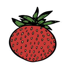 Obraz premium Vector strawberry clipart. Hand drawn berry icon. Fruit illustration. For print, web, design, decor