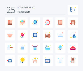 Fototapeta na wymiar Home Stuff 25 Flat Color icon pack including clothes. interior. watch. clock
