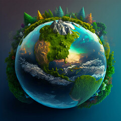 Fototapeta premium Planet Earth with vegetation. Earth Day. Generative Ai.