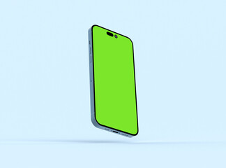 Floating Phone 14 Pro screen mockup with mobile app presentation template. 3d render