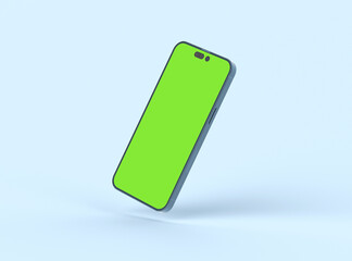 Floating Phone 14 Pro screen mockup with mobile app presentation template. 3d render
